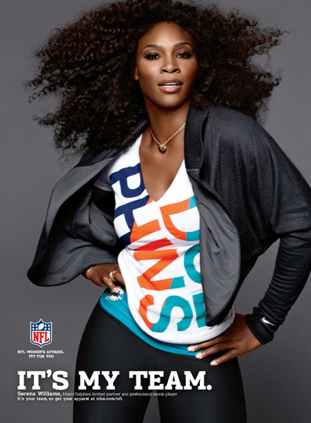 Serena Williams in Miami Dolphins Gear for NFL Ad campaign