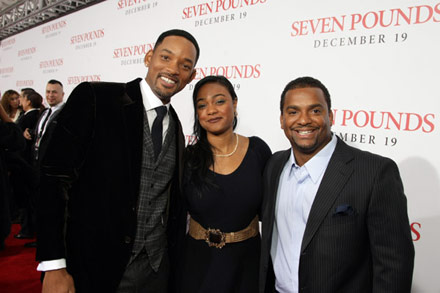 Will Smith, Tatyana Ali and Alfonso Ribeiro at Seven Pounds premiere