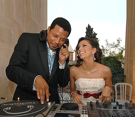 Terrence Howard DJing for Eva Longoria