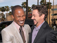 Jamie Foxx and Robert Downey Jr at The Soloist premiere