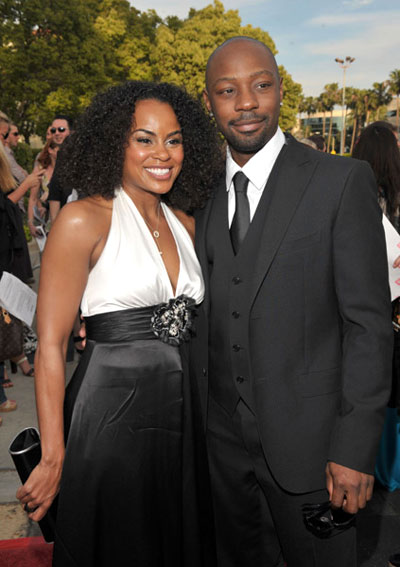 Nelsan Ellis and friend at The Soloist premiere