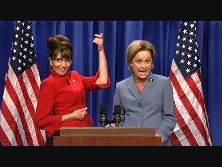 Tina Fey strikes a hunter's pose as Sarah Palin on SNL
