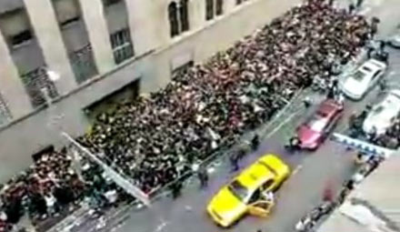 Top Model audition. The line outside the Park Central hotel