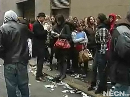 Top Model audition. The line outside the Park Central hotel