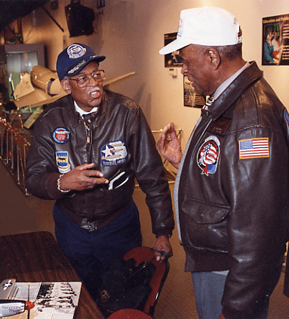 Tuskegee airmen trading war stories 