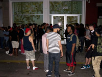 Crowd outside the Watch the Throne pop-up store