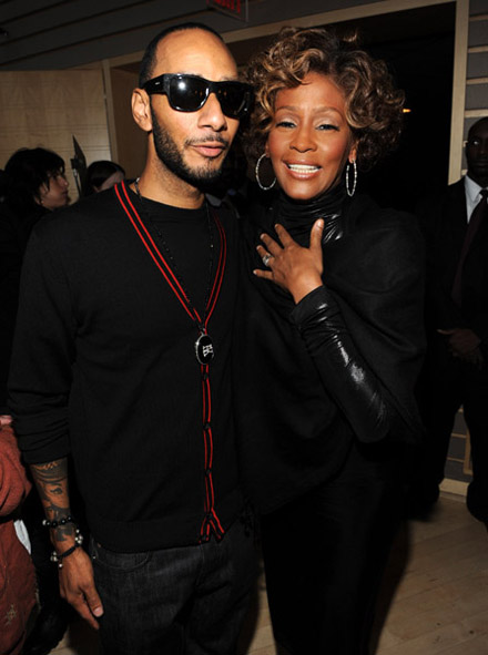 Whitney Houston and Swizz Beatz at I Look to You listening event