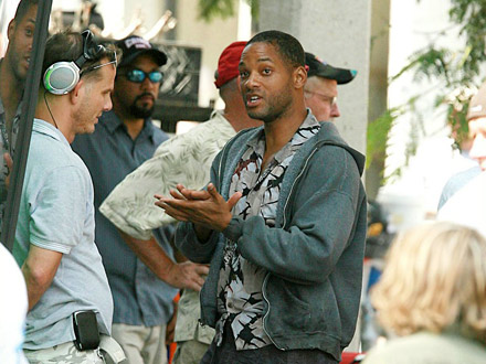 Will Smith on Hancock set