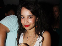 Zoe Kravitz clutches a bottle of Poland Spring at The Highline Ballroom